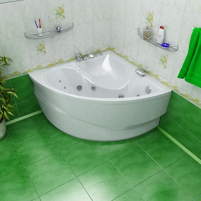 зеленая акриловая угловая ванна