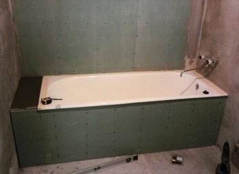 ванная отделанная гипсокартоном