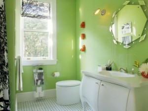 дизайн зеленой ванной