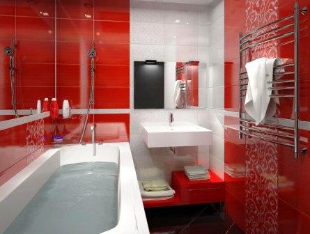 красный интерьер ванной