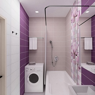 маленькая фиолетовая ванная комната