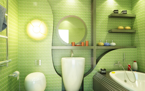 мозаика в зеленой ванной