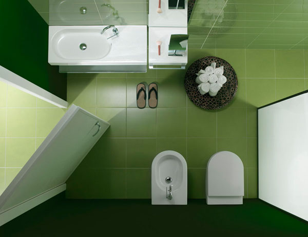 зеленый цвет ванной комнаты