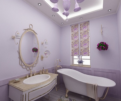 сиреневая ванная комната в классическом стиле