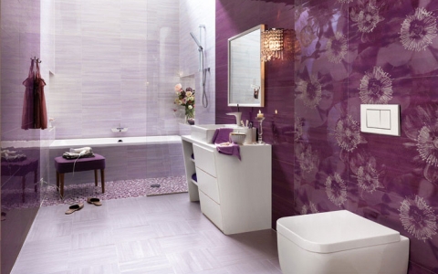 стильная фиолетовая ванная комната